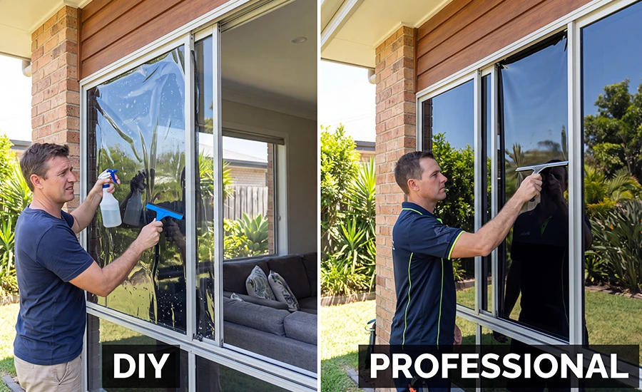 DIY vs professional window tinting comparison at a Brisbane home