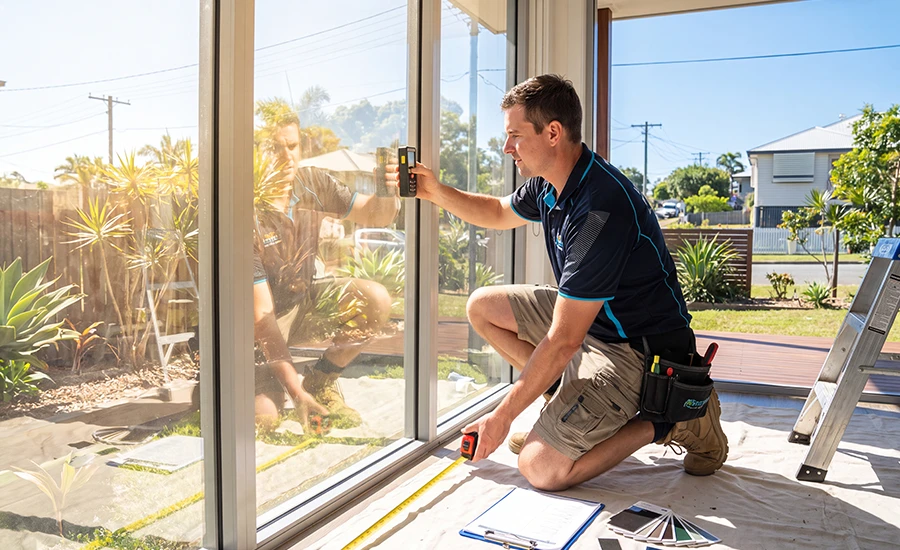 Measuring windows for a home window tinting cost Brisbane quote