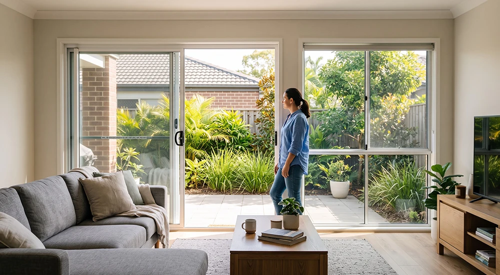 Window tinting in a Brisbane rental property living room
